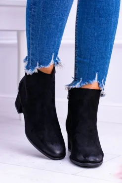 Damskie Damskie buty S.Barski Damskie Czarne Botki Na Słupku Zamsz Ferimate