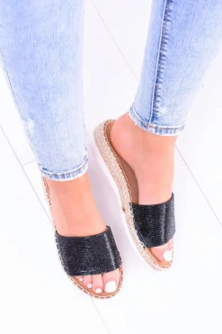 Online Boto Damskie Czarne Klapki Lu Boo Cyrkonie ShineMadam