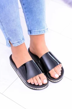 Sale Boto Damskie Czarne Klapki z Dżetami Mirock