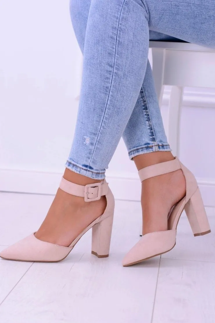 Damskie Boto Damskie Czółenka Na Słupku Zamszowe Beżowe Harinta