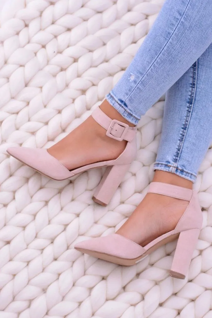 Damskie Boto Damskie Czółenka Na Słupku Zamszowe Beżowe Harinta