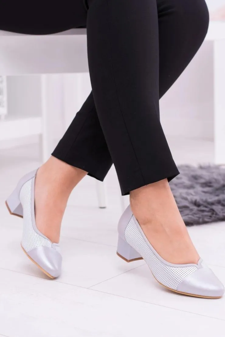 Buty Sergio Leone Czółenka Na Słupku*Damskie Czółenka Sergio Leone Szara Perła Hermida