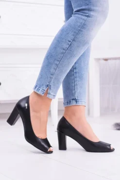 Best Buty Sergio Leone Damskie Czółenka Sergio Leone Bez Palcy Czarne Penelope