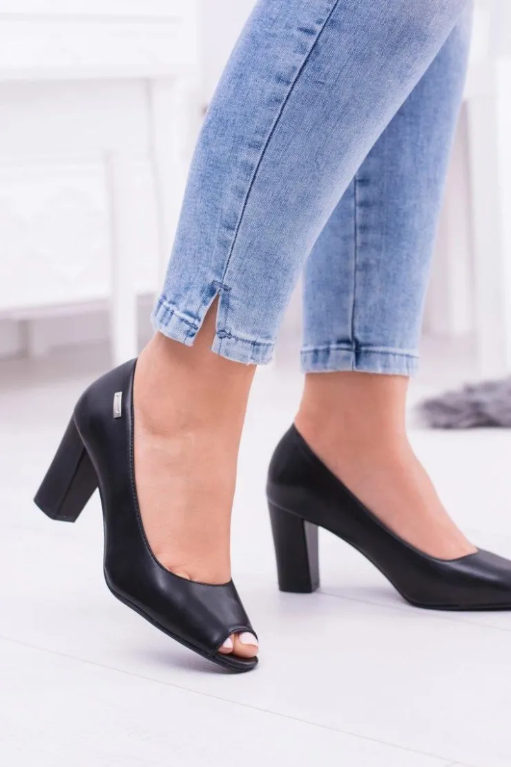 Best Buty Sergio Leone Damskie Czółenka Sergio Leone Bez Palcy Czarne Penelope