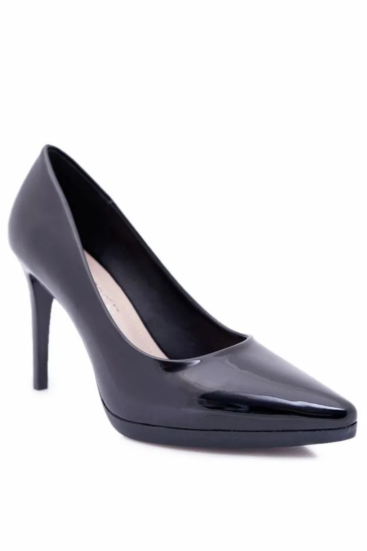 Damskie Buty Sergio Leone Damskie Czółenka Szpilki Sergio Leone Czarne Lakierowane Misawu