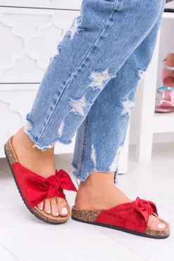 Boto Klapki Korkowe|Klapki Damskie Klasyczne*Damskie Czerwone Klapki Na Korku Kokarda Dominica