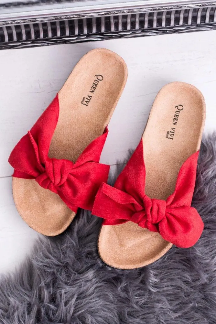 Boto Klapki Korkowe|Klapki Damskie Klasyczne*Damskie Czerwone Klapki Na Korku Kokarda Dominica