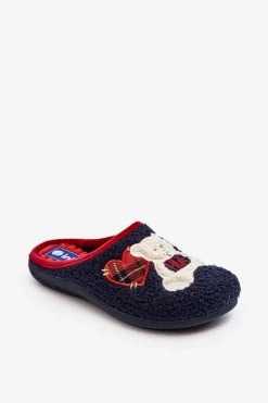 INBLU Kapcie Klasyczne|Klapki Damskie Klasyczne*Damskie Domowe Klapki Kapcie Z Misiem EC000095 Granatowe