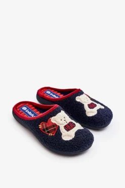 INBLU Kapcie Klasyczne|Klapki Damskie Klasyczne*Damskie Domowe Klapki Kapcie Z Misiem EC000095 Granatowe