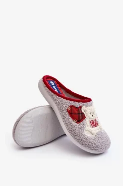 Damskie INBLU Damskie Domowe Klapki Kapcie Z Misiem EC000095 Szare