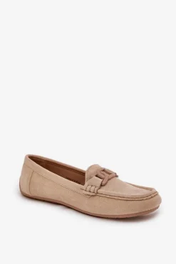 Evento Loafersy Damskie|Mokasyny Damskie Zamszowe*Damskie Eko Zamszowe Mokasyny Z Ozdobą Beżowe Seathra