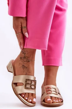 Boto Klapki Na Platformie|Klapki Damskie Klasyczne*Damskie Eleganckie Klapki Z Ozdobą Złote Atlantis