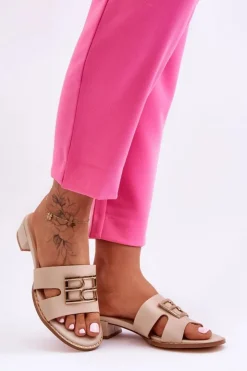 Boto Klapki Na Platformie|Klapki Damskie Klasyczne*Damskie Eleganckie Klapki Z Ozdobą Beżowe Atlantis