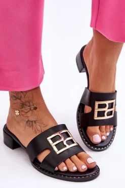 Online Boto Damskie Eleganckie Klapki Z Ozdobą Czarne Atlantis