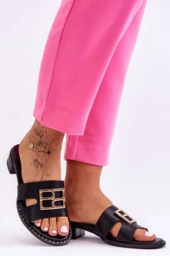 Online Boto Damskie Eleganckie Klapki Z Ozdobą Czarne Atlantis