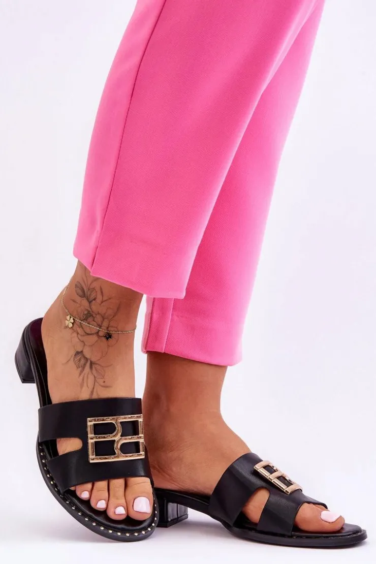 Online Boto Damskie Eleganckie Klapki Z Ozdobą Czarne Atlantis