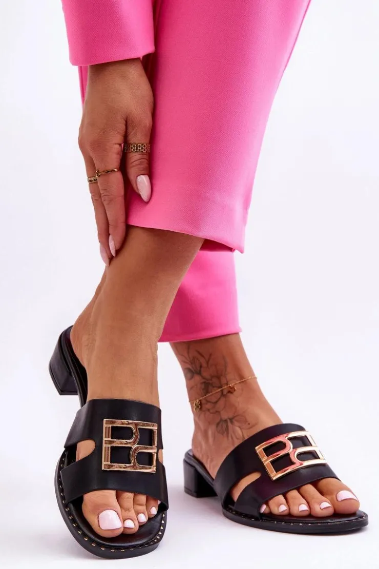 Online Boto Damskie Eleganckie Klapki Z Ozdobą Czarne Atlantis