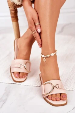 Sale Boto Damskie Eleganckie Klapki Różówe Debbie