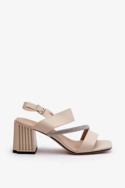 Damskie Damskie buty S.Barski Damskie Eleganckie Sandały Na Słupku Beżowe D&A MR38-549
