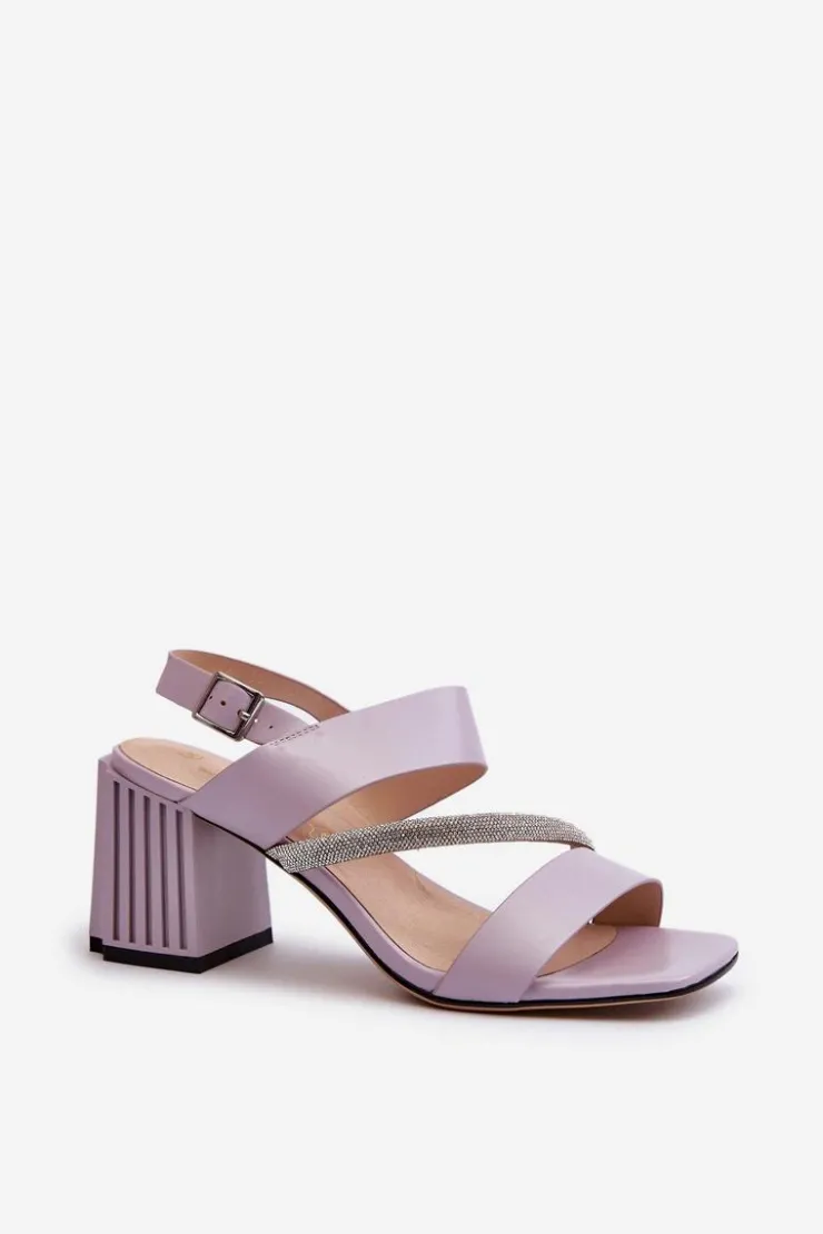 Damskie buty S.Barski Sandały Na Słupku|Sandały Na Obcasie*Damskie Eleganckie Sandały Na Słupku Fioletowe D&A MR38-549 Fioletowy