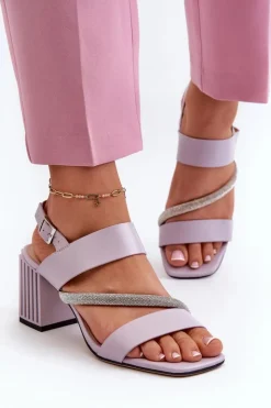 Damskie buty S.Barski Sandały Na Słupku|Sandały Na Obcasie*Damskie Eleganckie Sandały Na Słupku Fioletowe D&A MR38-549 Fioletowy