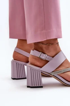 Damskie buty S.Barski Sandały Na Słupku|Sandały Na Obcasie*Damskie Eleganckie Sandały Na Słupku Fioletowe D&A MR38-549 Fioletowy