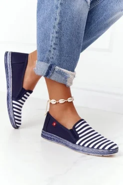 Damskie Big Star Shoes Damskie Espadryle Big Star HH276002 Granatowo-Białe