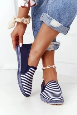 Damskie Big Star Shoes Damskie Espadryle Big Star HH276002 Granatowo-Białe