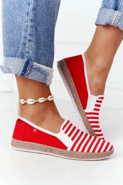 New Big Star Shoes Damskie Espadryle Big Star HH276003 Czerwono-Białe