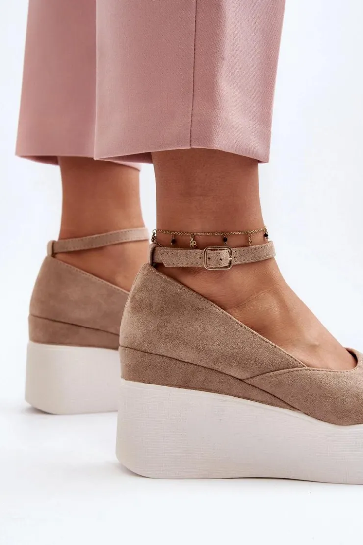 Sale Boto Damskie Espadryle Na Koturnie Beżowe Malla