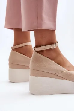 Damskie Boto Damskie Espadryle Na Koturnie Jasnobeżowe Malla