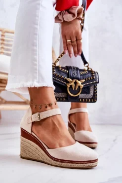 Damskie Boto Damskie Espadryle Na Koturnie Beżowe Tamarill