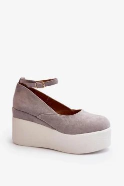 Boto Sandały Na Koturnie*Damskie Espadryle Na Koturnie Szare Malla Szary