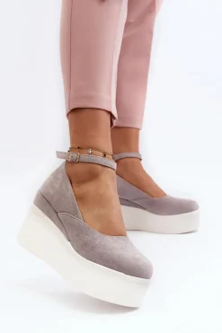 Boto Sandały Na Koturnie*Damskie Espadryle Na Koturnie Szare Malla Szary