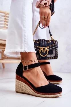 Boto Sandały Na Koturnie|Czarne Espadryle*Damskie Espadryle Na Koturnie Czarne Tamarill