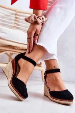 Boto Sandały Na Koturnie|Czarne Espadryle*Damskie Espadryle Na Koturnie Czarne Tamarill