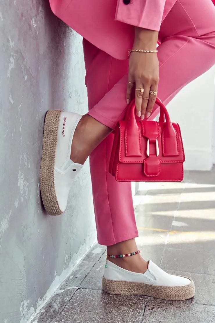 Cross Jeans Czarne Espadryle*Damskie Espadryle Na Platformie JJ2R4013C Białe