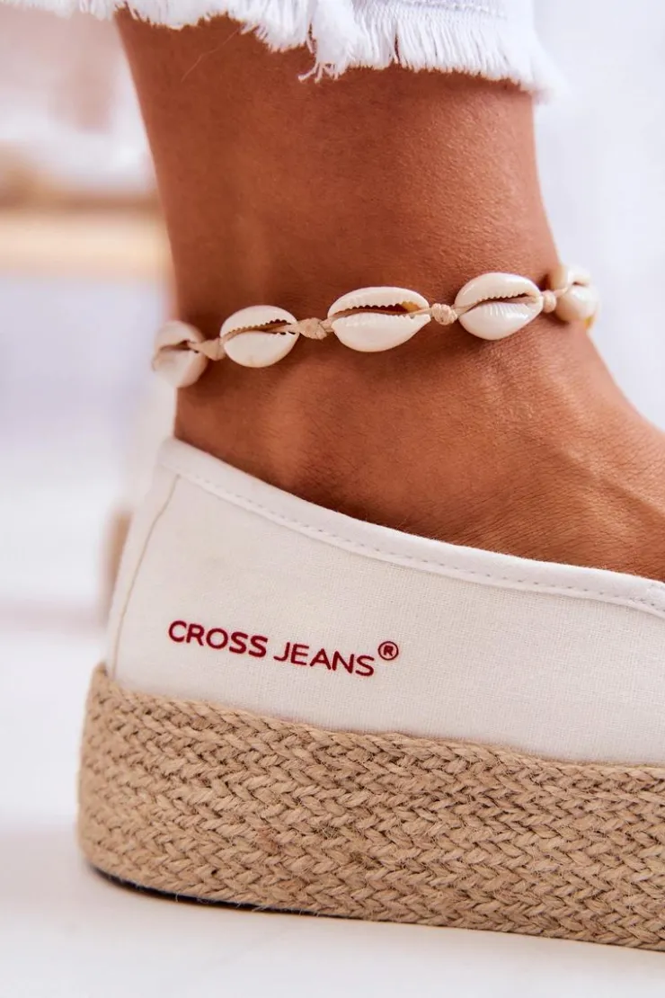 Cross Jeans Czarne Espadryle*Damskie Espadryle Na Platformie JJ2R4013C Białe