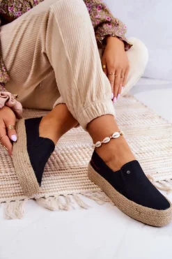 Best Cross Jeans Damskie Espadryle Na Platformie JJ2R4015C Czarne