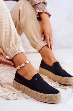 Best Cross Jeans Damskie Espadryle Na Platformie JJ2R4015C Czarne