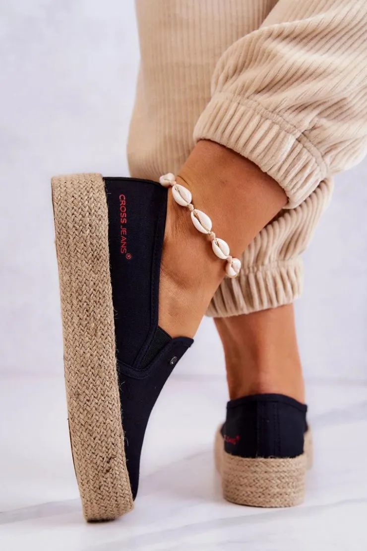 Best Cross Jeans Damskie Espadryle Na Platformie JJ2R4015C Czarne