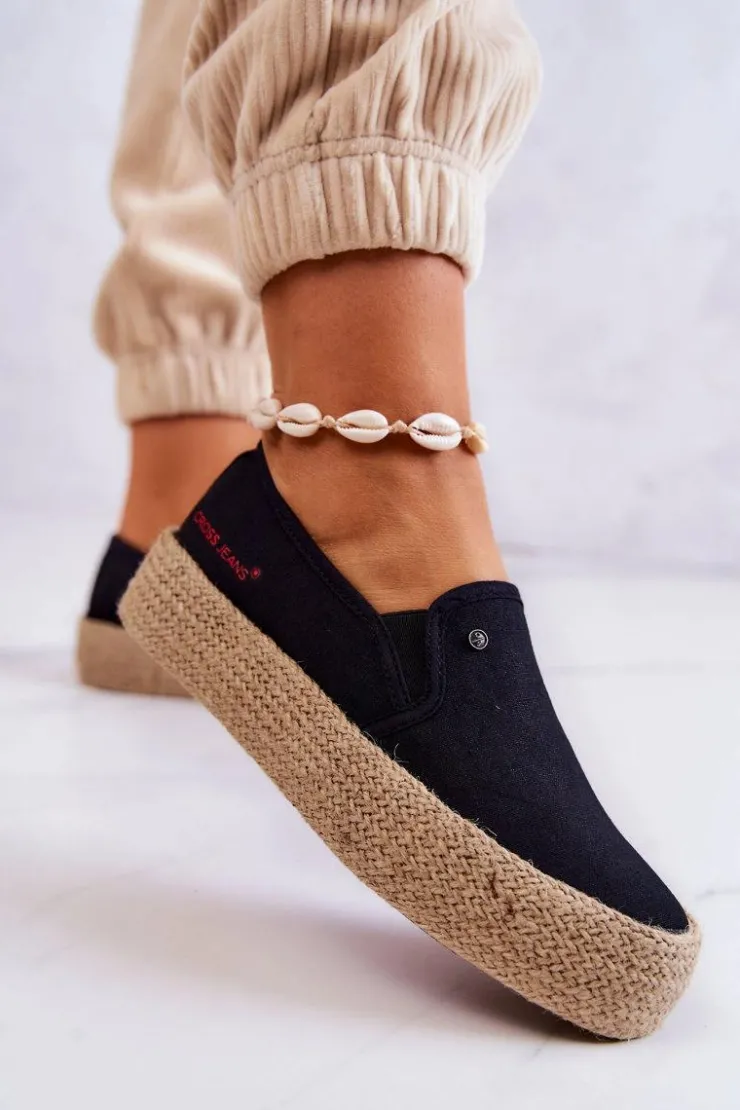Best Cross Jeans Damskie Espadryle Na Platformie JJ2R4015C Czarne