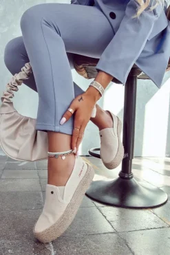 Damskie Cross Jeans Damskie Espadryle Na Platformie JJ2R4014C Beżowe