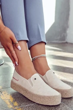 Damskie Cross Jeans Damskie Espadryle Na Platformie JJ2R4014C Beżowe
