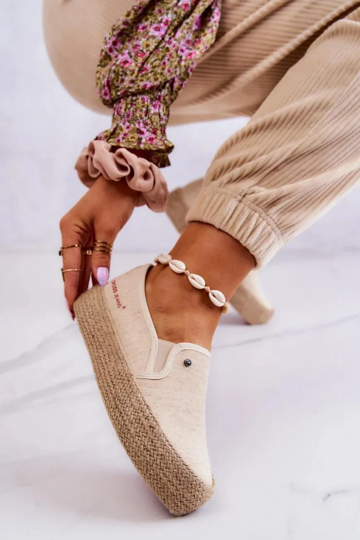 Damskie Cross Jeans Damskie Espadryle Na Platformie JJ2R4014C Beżowe