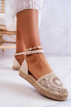 Boto Czarne Espadryle*Damskie Espadryle Na Plecionej Platformie Beżowe Calise