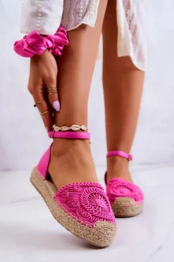Hot Boto Damskie Espadryle Na Plecionej Platformie Fuksja Calise