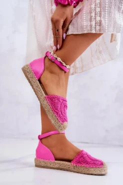 Hot Boto Damskie Espadryle Na Plecionej Platformie Fuksja Calise
