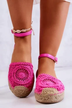 Hot Boto Damskie Espadryle Na Plecionej Platformie Fuksja Calise