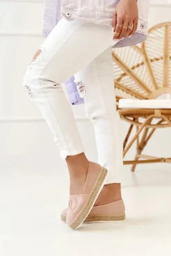 Boto Czarne Espadryle*Damskie Espadryle Na Słomkowej Platformie Różowe Febi